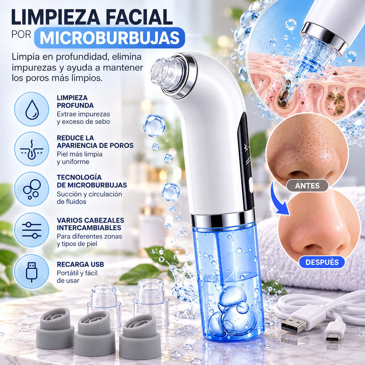 Limpiador Facial de Microburbujas